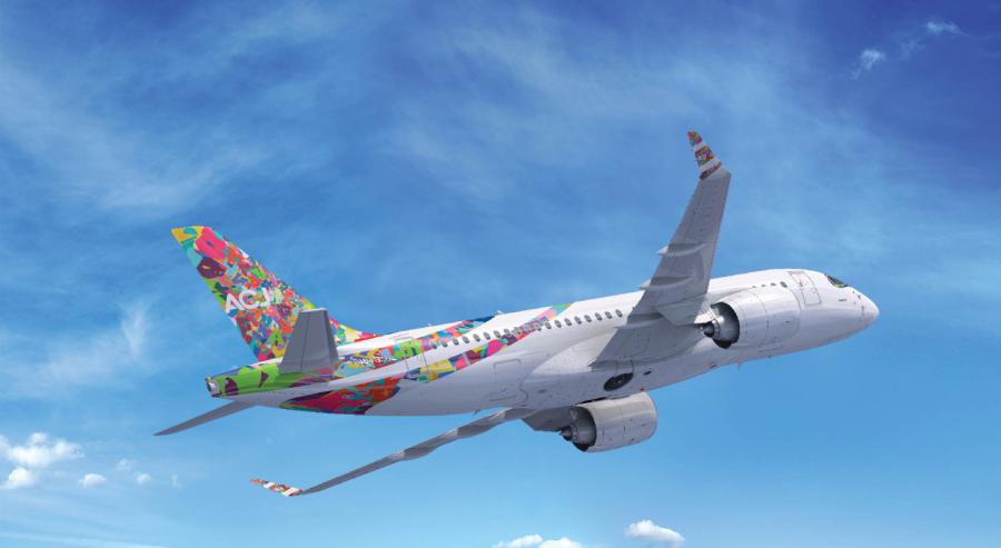طائرة من طراز ACJ TwoTwenty غنى الألوان يجتمع مع الطابع الرسمي: الكسوة اللونية المميزة التي زيّن بها فنان الغرافيتي سيريل كونغو طائرة من طراز ACJ TwoTwenty.