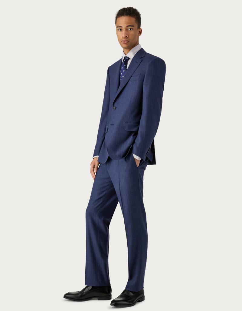 Canali Blue Wool Stretch Pinstriped Suit