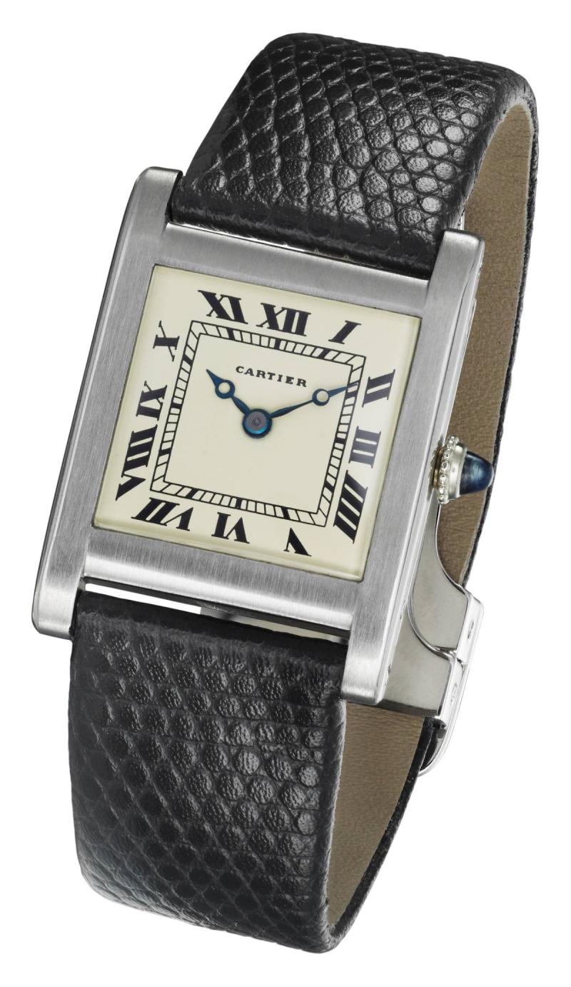 ساعة Cartier Tank من البلاتين والذهب الأبيض من عام 1923.