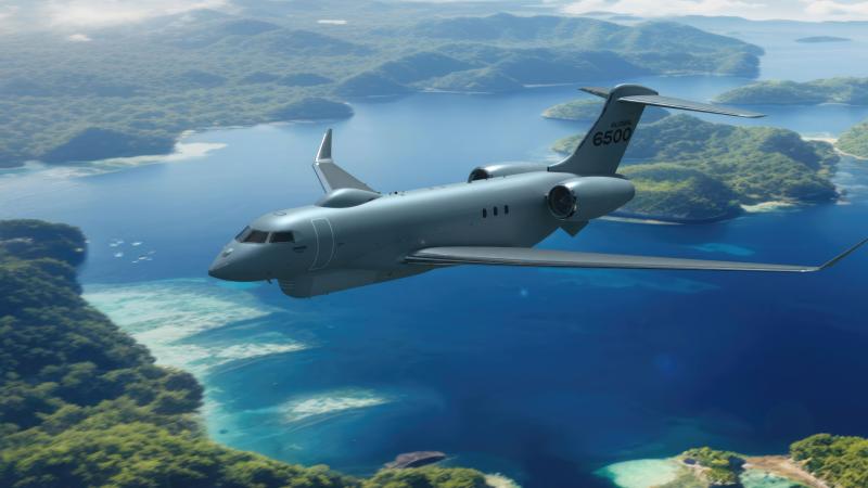 النموذج الأولي لطائرة بومباردييه Global 6500 التي خضعت للتعديل ضمن برنامج جديد يتوخى تطوير طائرات التجسس والاستطلاع.