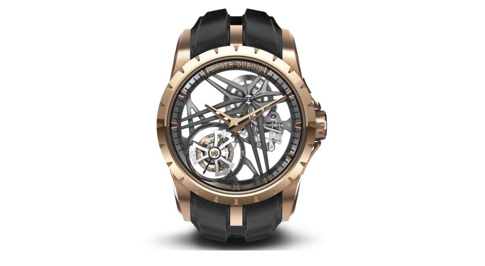 ساعة Excalibur Single Flying Tourbillon في علبة من الذهب الوردي EON GOLD.